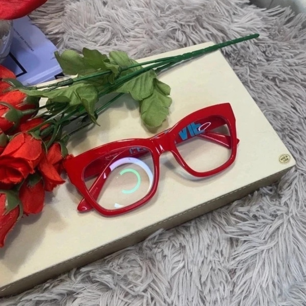 🌹Retro Style Peepers • C’est la Vie Blue Light Readers Glasses • Red • Oversized